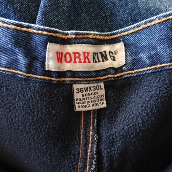 Work King Men's 36Wx30L Blue Denim Thermal Fleece Lined Straight Leg Jeans - Picture 9 of 10